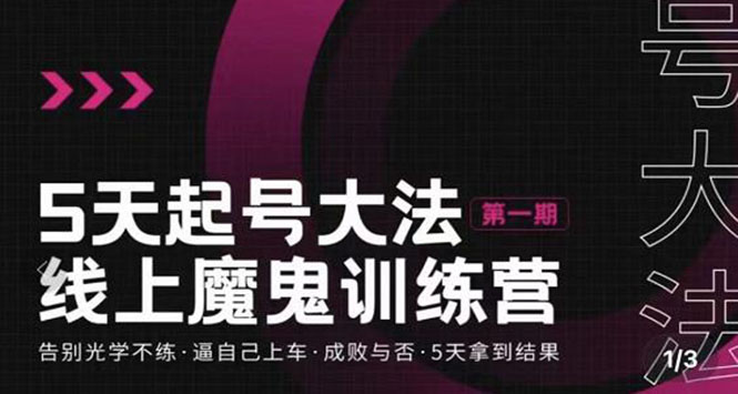 【副业项目3626期】五天起号魔鬼训练营，告别光学不练，逼自己上车，成败与否，5天拿到结果-云起副业网