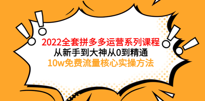 【副业项目4045期】2022全套拼多多运营课程：新手怎么做拼多多电商，10w免费流量核心实操方法-云起副业网