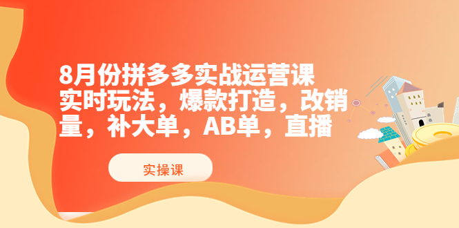 【副业项目4075期】拼多多实战运营课，实时玩法，爆款打造，改销量，补大单，AB单，直播-云起副业网