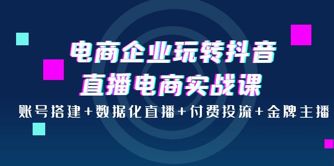 【副业项目4147期】电商企业玩转抖音直播电商实战课：账号搭建+数据化直播+付费投流+金牌主播-云起副业网