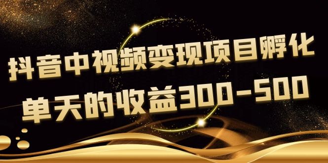 【副业项目4157期】黄岛主《抖音中视频变现项目孵化》单天的收益300-500 操作简单粗暴-云起副业网