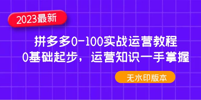 【副业项目5048期】2023拼多多0-100实战运营教程，0基础起步，运营知识一手掌握-云起副业网