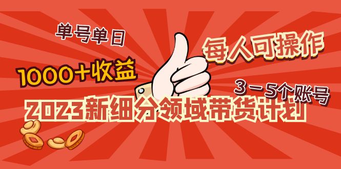 【副业项目5040期】2023新细分领域带货计划：单号单日1000+收益不难，每人可操作3-5个账号-云起副业网