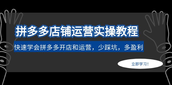 【副业项目5088期】拼多多店铺运营实操教程：快速学会拼多多开店和运营，少踩坑，多盈利-云起副业网