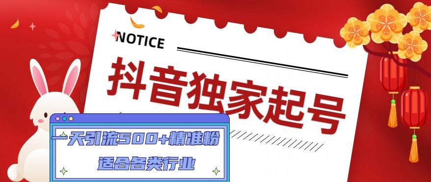 【副业项目5106期】抖音独家起号，一天引流500+精准粉，适合各类行业（9节视频课）-云起副业网