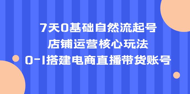 【副业项目5468期】7天0基础自然流起号，店铺运营核心玩法，0-1搭建电商直播带货账号-云起副业网