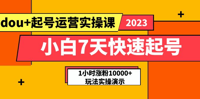 【副业项目5906期】小白7天快速起号：dou+起号运营实操课，实战1小时涨粉10000+玩法演示-云起副业网