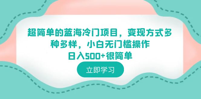 【副业项目6524期】超简单的蓝海冷门项目，变现方式多种多样，小白无门槛操作日入500+很简单-云起副业网