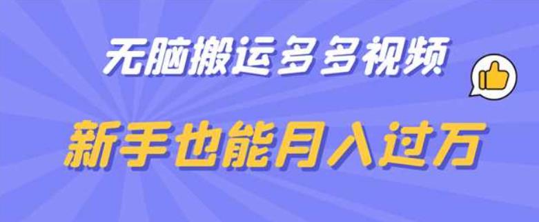 【副业项目6853期】无脑搬运多多视频，新手也能月入过万【揭秘】-云起副业网