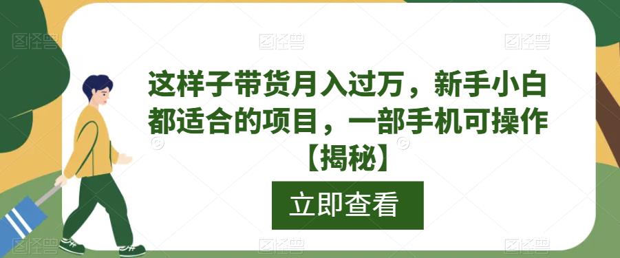 【副业项目6858期】这样子带货月入过万，新手小白都适合的项目，一部手机可操作【揭秘】-云起副业网