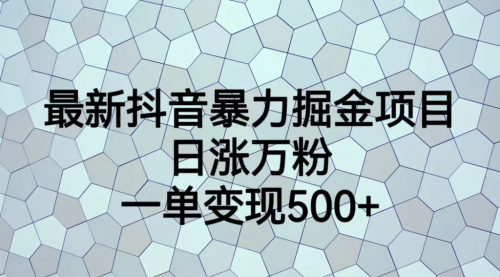 【副业项目7237期】抖音暴力掘金项目，日涨万粉，多种变现方式，一单变现可达500+-云起副业网