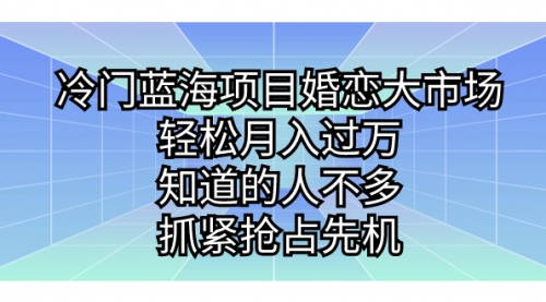 【副业项目7246期】冷门蓝海项目婚恋大市场，轻松月入过万-云起副业网