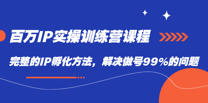 【副业项目7564期】百万IP实战训练营课程，完整的IP孵化方法，解决做号99%的问题-云起副业网