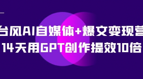 【副业项目7733期】台风AI自媒体+爆文变现营，14天用GPT创作提效10倍（12节课）-云起副业网