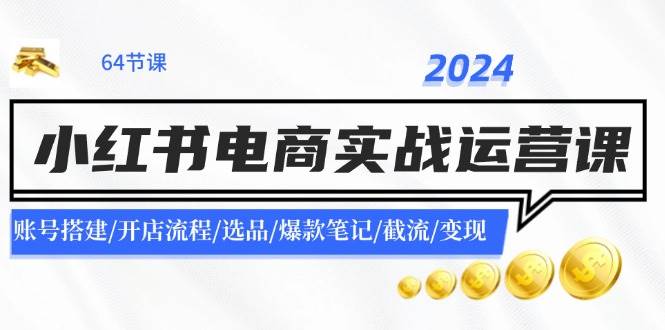 2024小红书电商实战运营课：账号搭建/开店流程/选品/爆款笔记/截流/变现-云起副业网