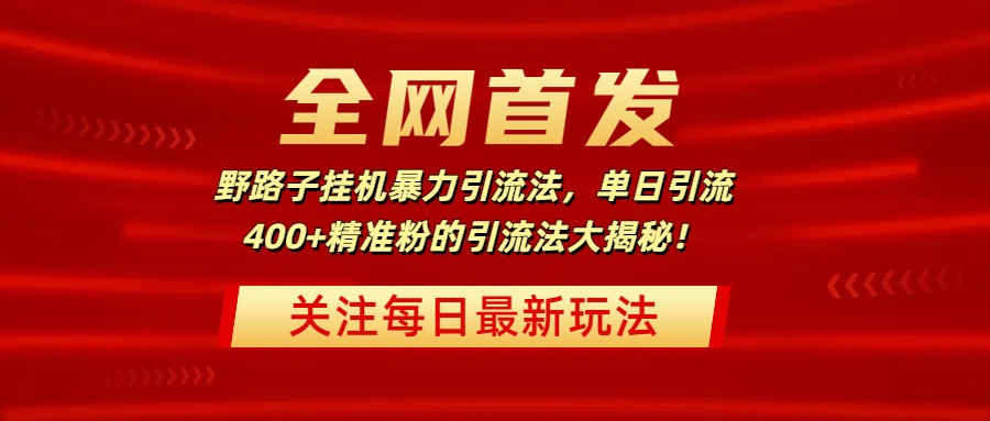 全网首发，野路子挂机暴力引流法，单日引流400+精准粉的引流法大揭秘！-云起副业网