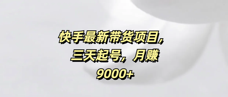 快手最新带货项目，三天起号，月赚9000+-云起副业网