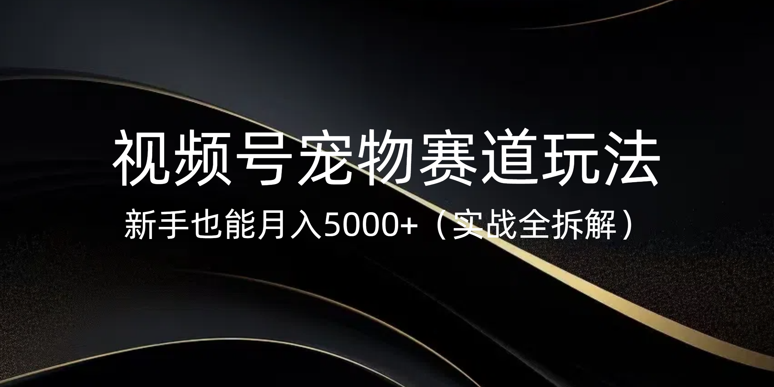 视频号宠物赛道玩法，新手也能月入5000+（实战全拆解）-云起副业网